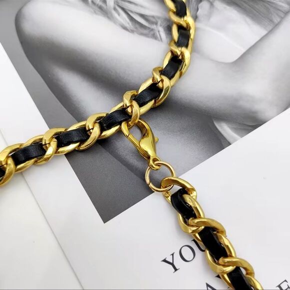 Anthro Black Gold Chain Belt With Designer Mini Charm Bag main image 5